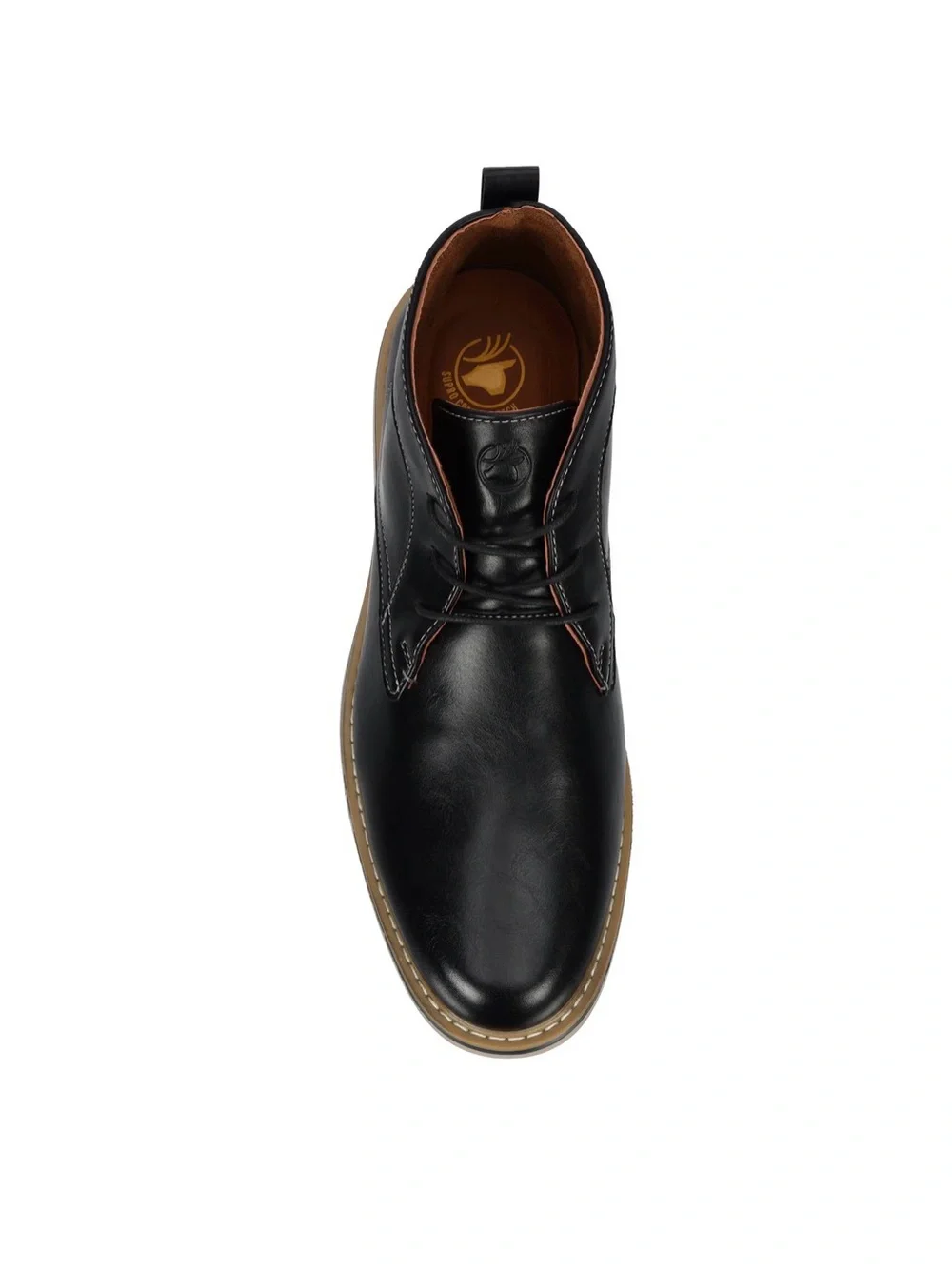 Deer Stags Black Leather Chukka Boots with Tan Sole Size 11.5 New In Box
